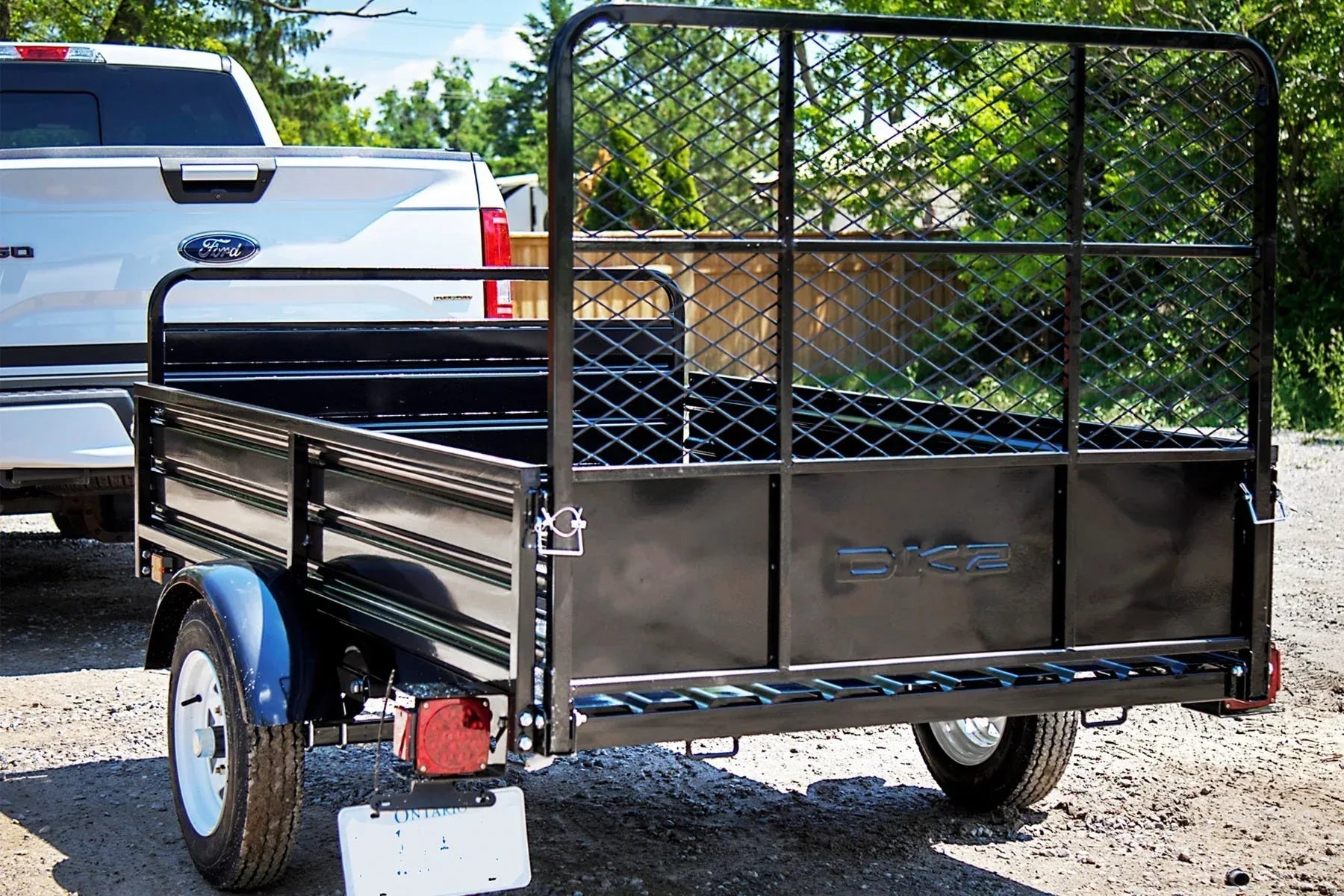 DK2 MMT5X7-DUG 4.5x7.5 Ft Steel Dump Utility Trailer | 1,624 LB Payload, 40-Inch Rear Ramp Gate, UV Powder-Coated - Log Bear Works