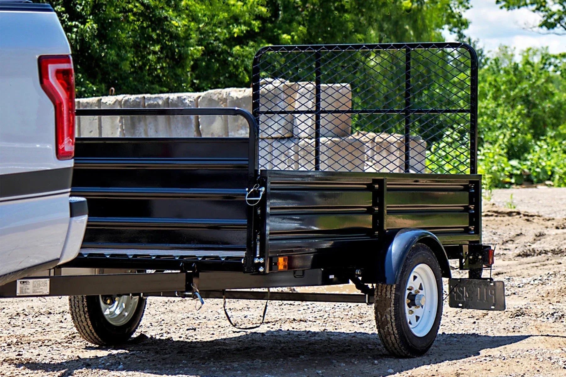 DK2 MMT5X7-DUG 4.5x7.5 Ft Steel Dump Utility Trailer | 1,624 LB Payload, 40-Inch Rear Ramp Gate, UV Powder-Coated - Log Bear Works