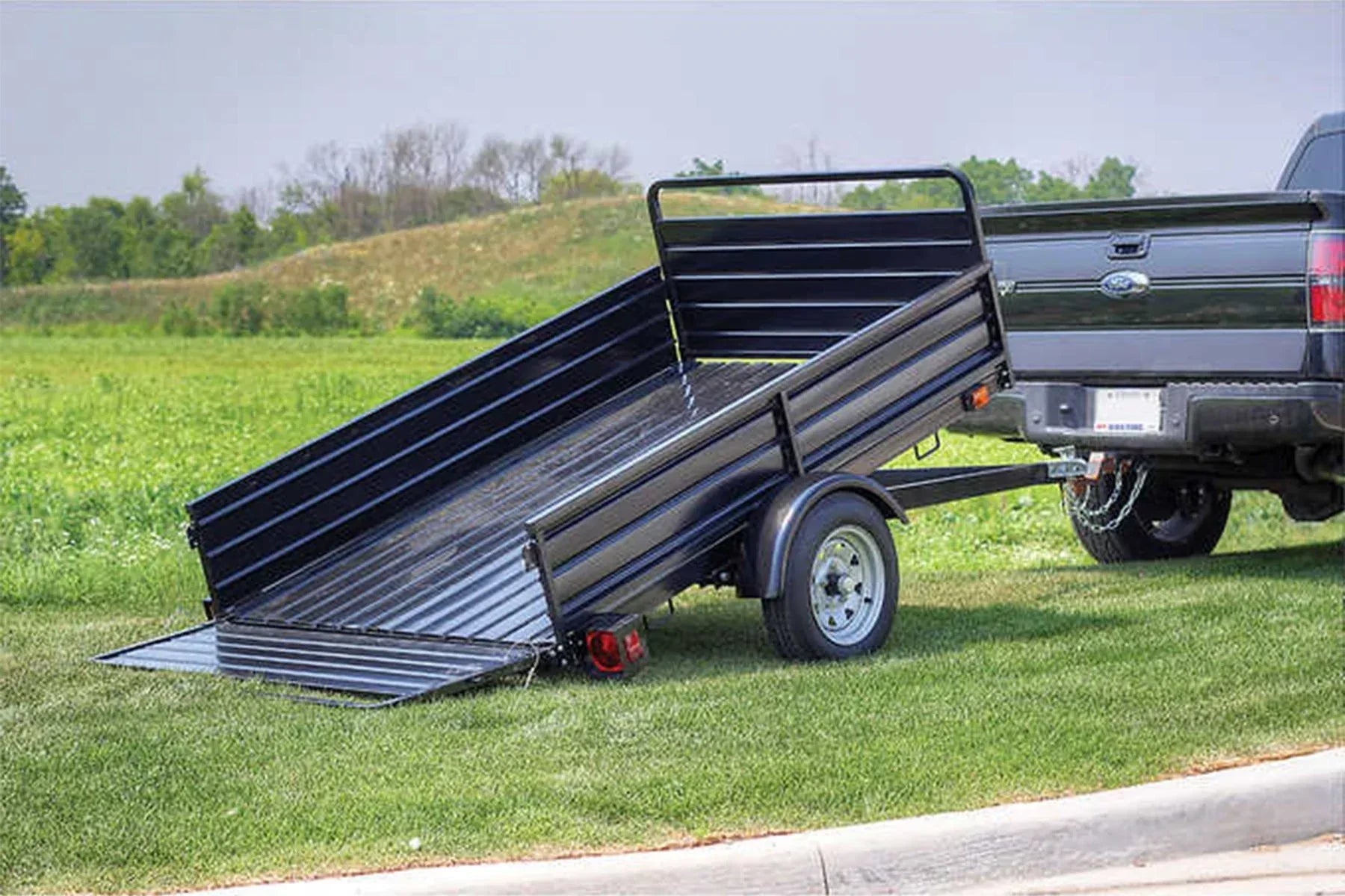 DK2 MMT5X7 4.5x7.5 Ft Steel Dump Utility Trailer | 1,641 LB Payload, Extends to 11.3 Ft, UV Powder-Coated - Log Bear Works