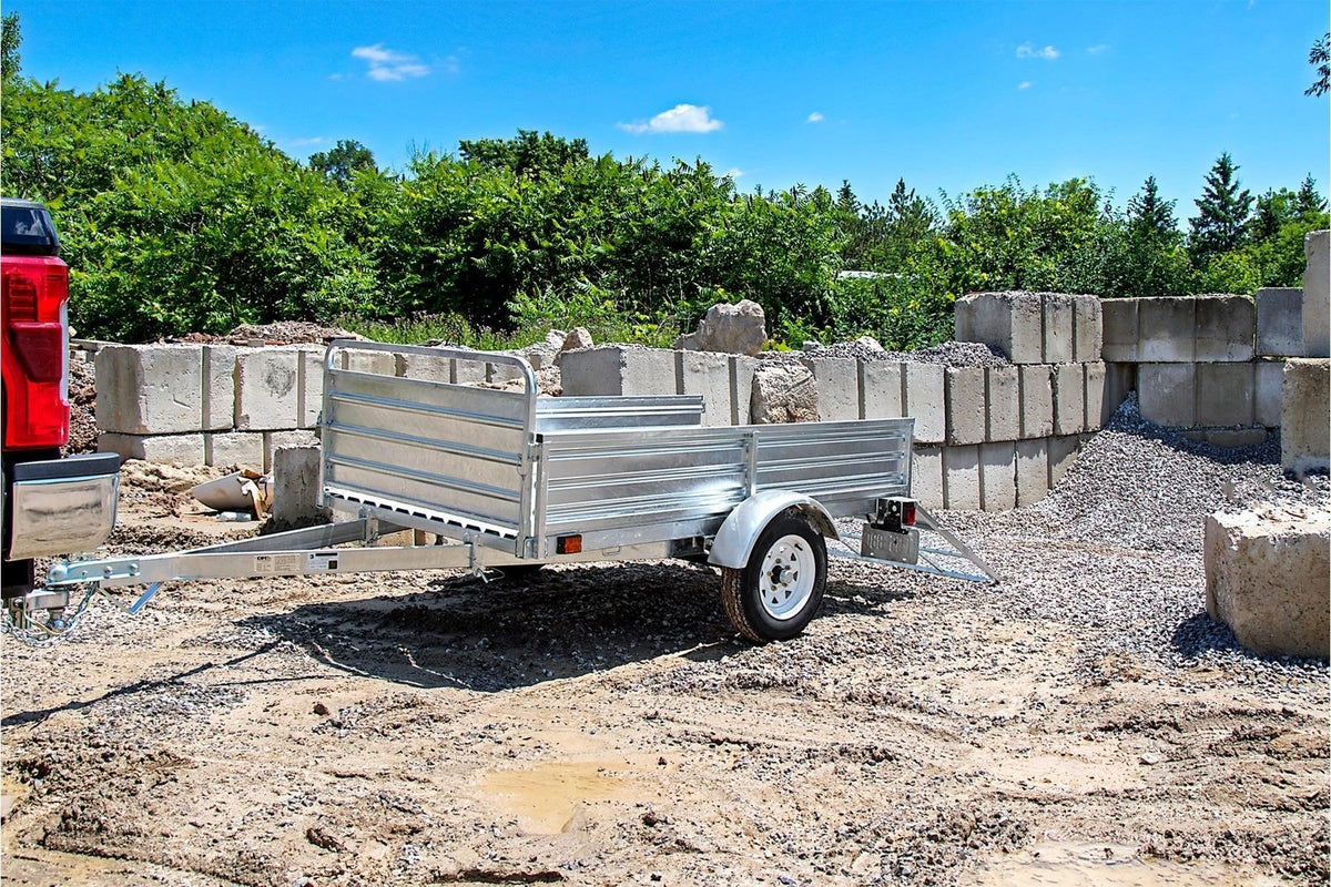 DK2 MMT5X7G-DUG 5x7 Ft Hot-Dipped Galvanized Dump Utility Trailer | 1,619 LB Payload, DOT LED, Rust-Proof - Log Bear Works