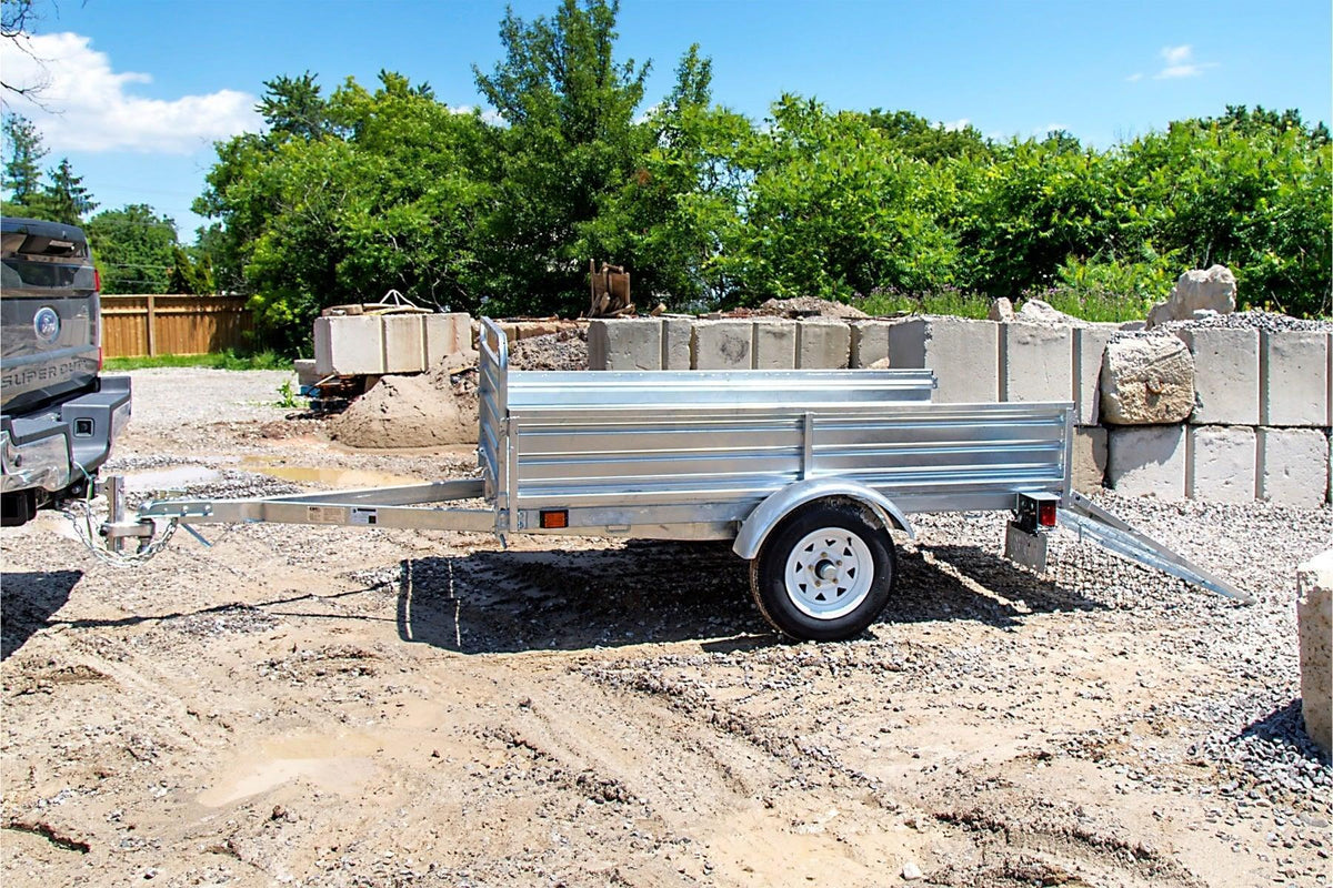 DK2 MMT5X7G-DUG 5x7 Ft Hot-Dipped Galvanized Dump Utility Trailer | 1,619 LB Payload, DOT LED, Rust-Proof - Log Bear Works