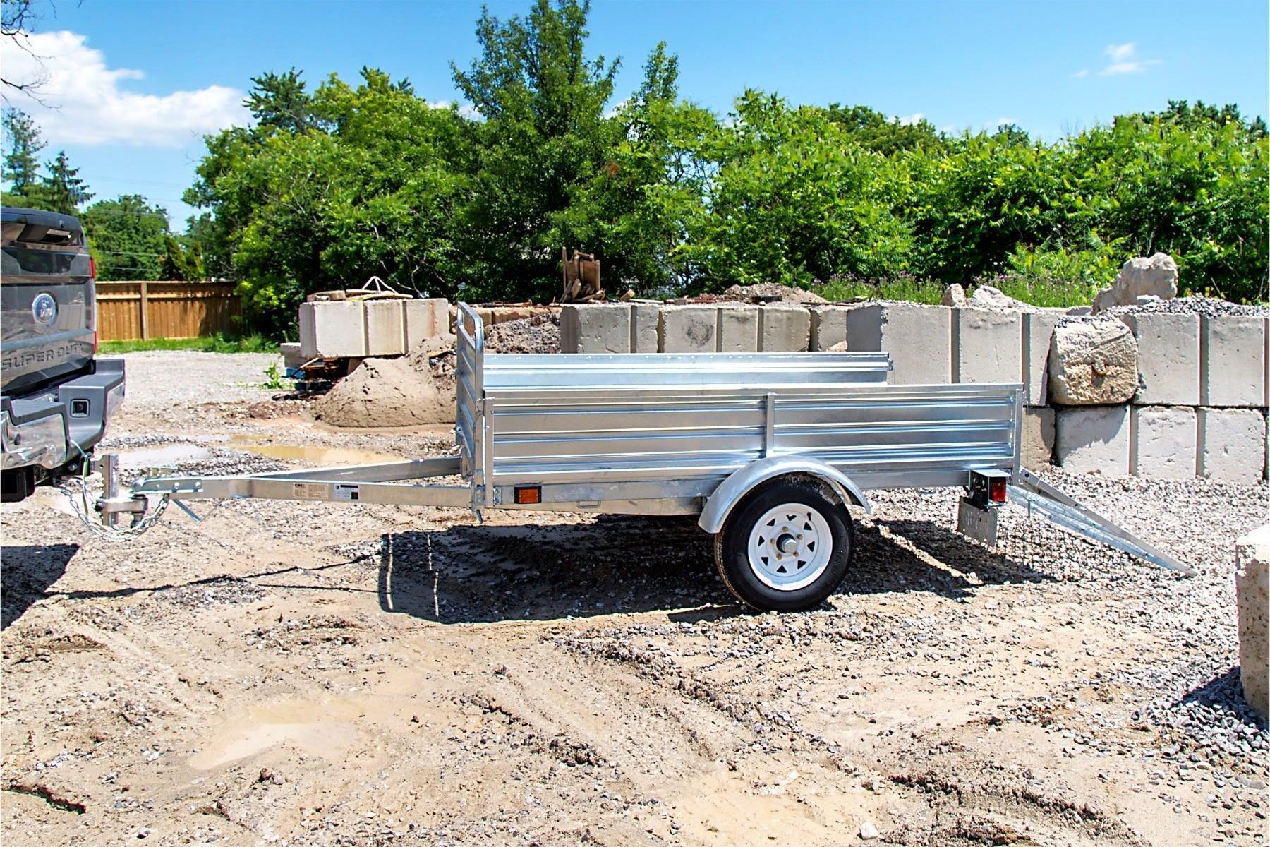 DK2 MMT5X7G-DUG 5x7 Ft Hot-Dipped Galvanized Dump Utility Trailer | 1,619 LB Payload, DOT LED, Rust-Proof - Log Bear Works