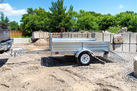 DK2 MMT5X7G-DUG 5x7 Ft Hot-Dipped Galvanized Dump Utility Trailer | 1,619 LB Payload, DOT LED, Rust-Proof - Log Bear Works