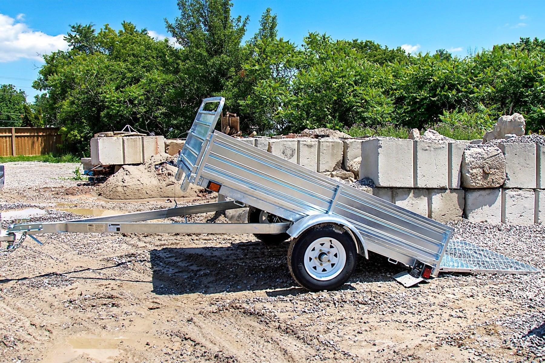DK2 MMT5X7G-DUG 5x7 Ft Hot-Dipped Galvanized Dump Utility Trailer | 1,619 LB Payload, DOT LED, Rust-Proof - Log Bear Works
