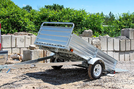 DK2 MMT5X7G-DUG 5x7 Ft Hot-Dipped Galvanized Dump Utility Trailer | 1,619 LB Payload, DOT LED, Rust-Proof - Log Bear Works