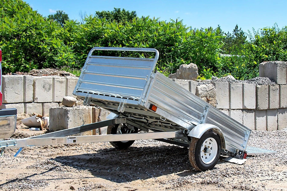 DK2 MMT5X7G-DUG 5x7 Ft Hot-Dipped Galvanized Dump Utility Trailer | 1,619 LB Payload, DOT LED, Rust-Proof - Log Bear Works