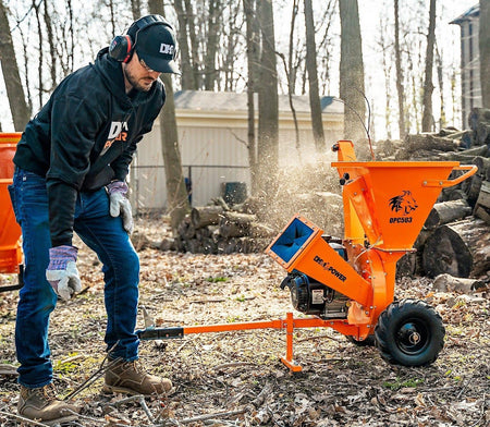DK2 OPC503 3-Inch Towable Wood Chipper Shredder | 7HP Kohler Engine, Double Edge Blades & Hammer Shredders, EPA & CARB Certified - Log Bear Works