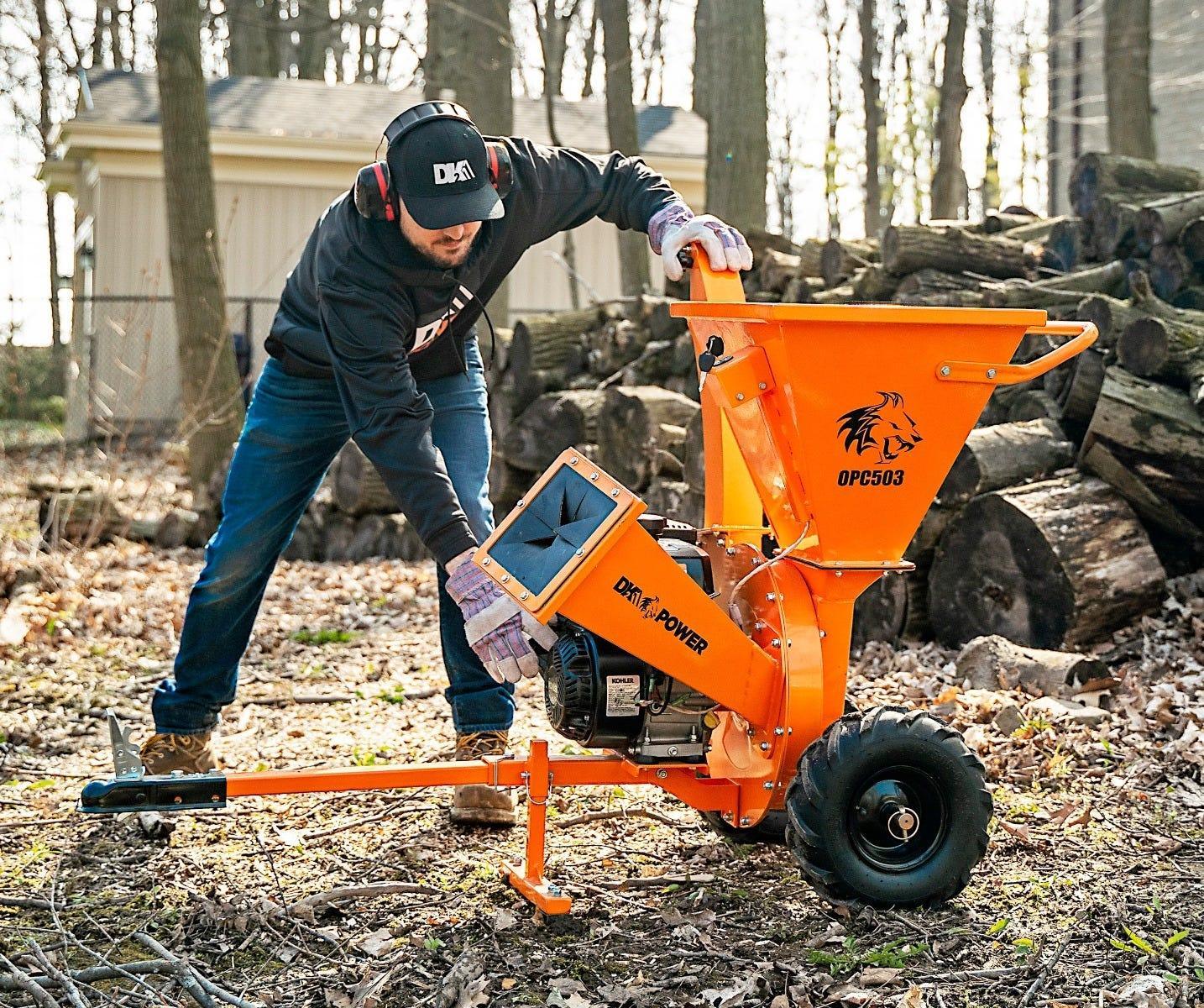 DK2 OPC503 3-Inch Towable Wood Chipper Shredder | 7HP Kohler Engine, Double Edge Blades & Hammer Shredders, EPA & CARB Certified - Log Bear Works