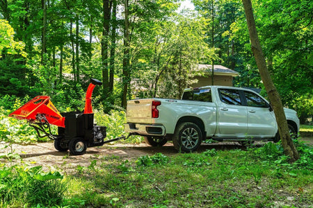 DK2 OPC505AE Towable Brush & Wood Chipper Shredder | 14HP Kohler Electric Start, 5.25-Inch Capacity, Hydraulic Feed Roller - Log Bear Works