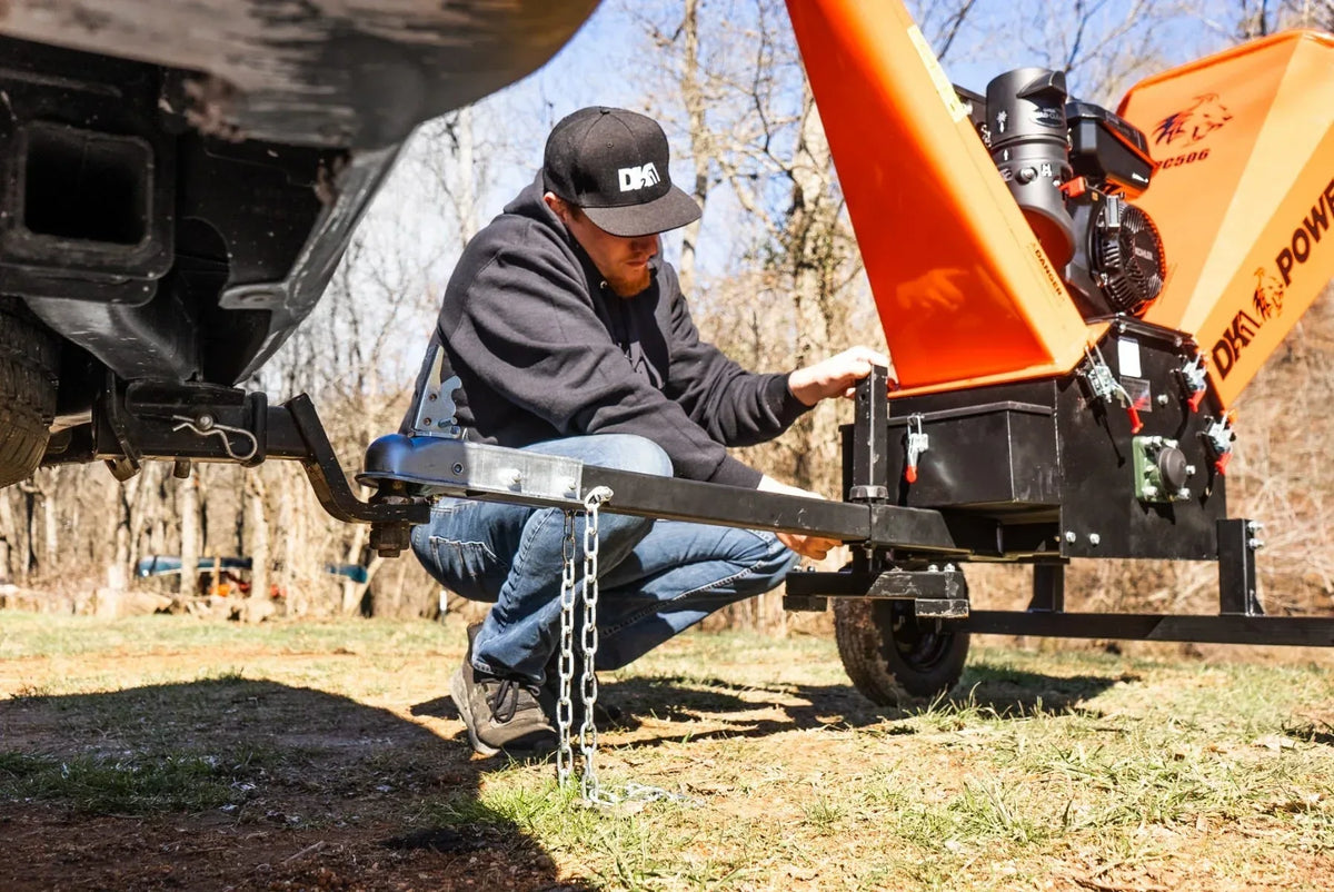 DK2 OPC506 Towable Wood Chipper Shredder | 14HP Kohler Engine, 6.25-Inch Capacity, Cyclonic Drum, EPA & CARB Certified - Log Bear Works