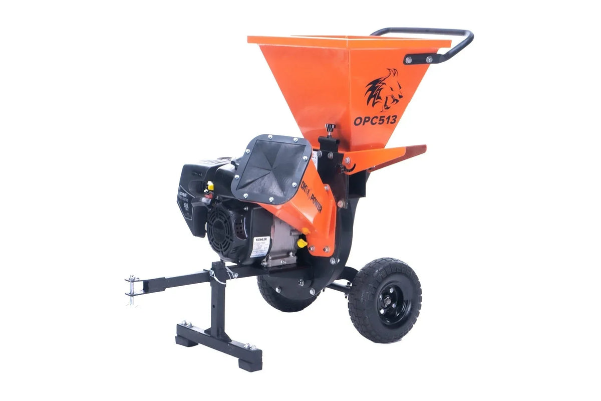 DK2 OPC513 3-Inch Towable Wood & Brush Chipper Shredder | 6.5HP Kohler Engine, Chip Bag Included, Lawn Tractor & ATV Hitch - Log Bear Works