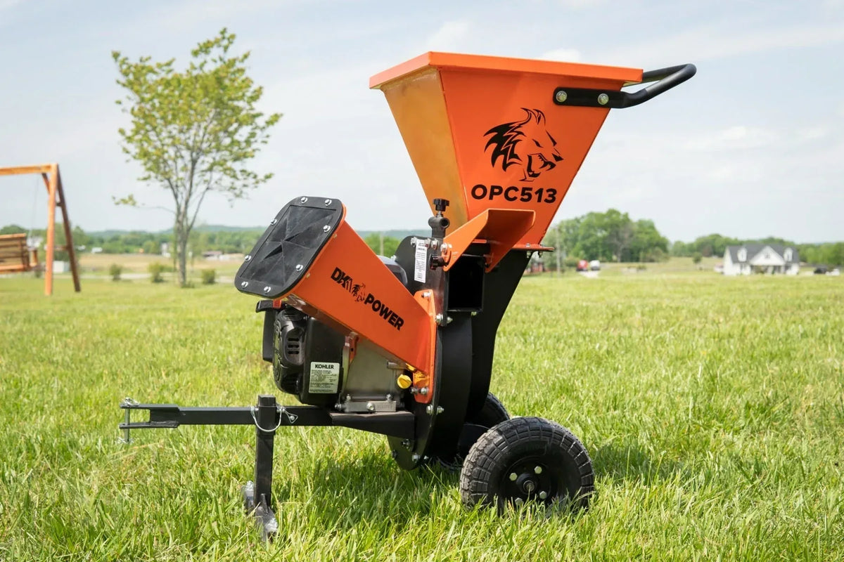 DK2 OPC513 3-Inch Towable Wood & Brush Chipper Shredder | 6.5HP Kohler Engine, Chip Bag Included, Lawn Tractor & ATV Hitch - Log Bear Works
