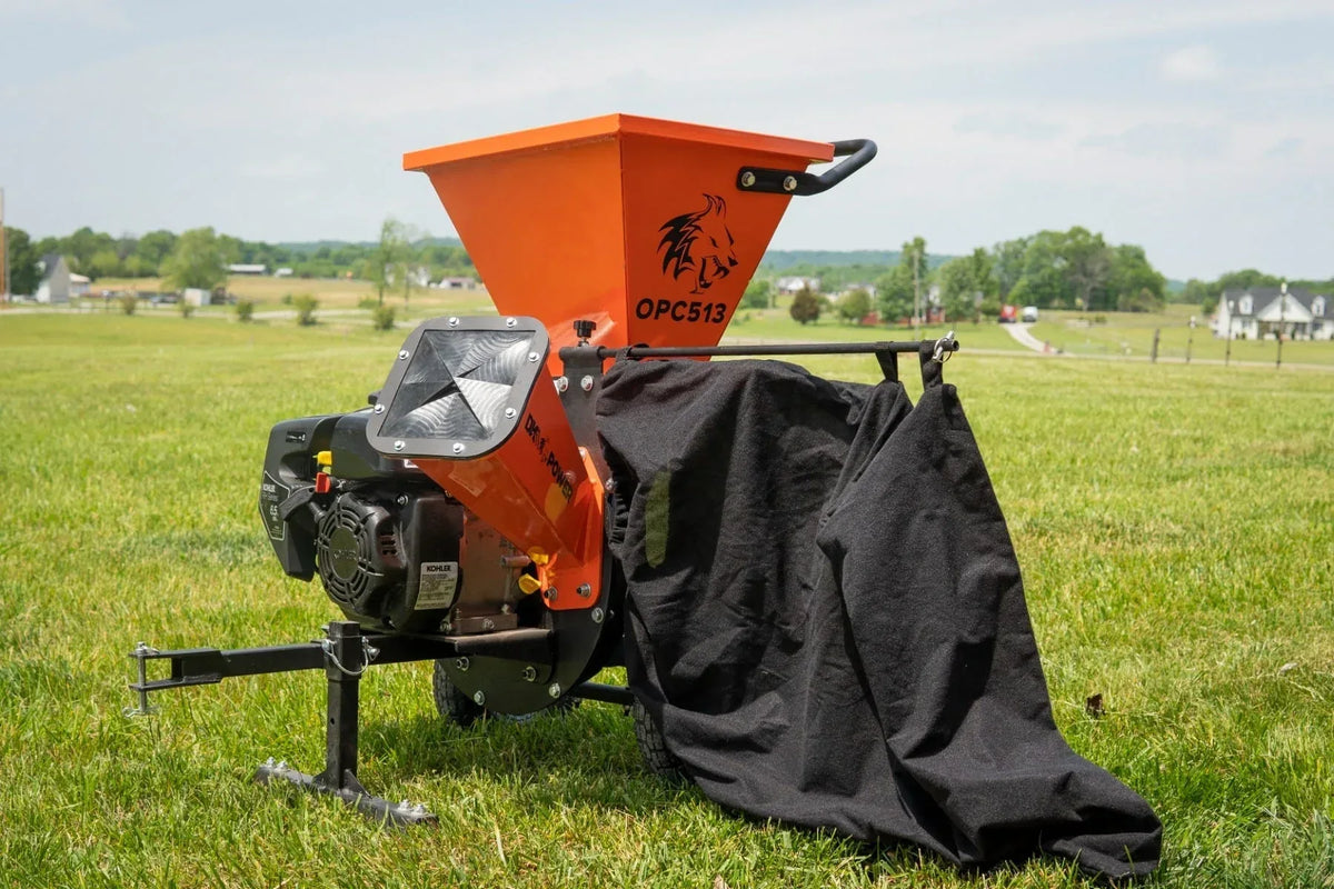 DK2 OPC513 3-Inch Towable Wood & Brush Chipper Shredder | 6.5HP Kohler Engine, Chip Bag Included, Lawn Tractor & ATV Hitch - Log Bear Works