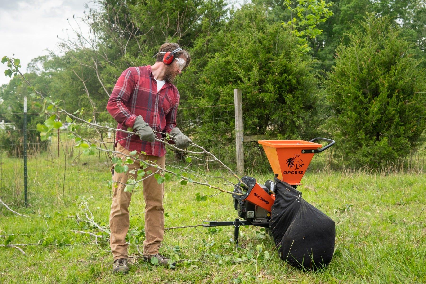 DK2 OPC513 3-Inch Towable Wood & Brush Chipper Shredder | 6.5HP Kohler Engine, Chip Bag Included, Lawn Tractor & ATV Hitch - Log Bear Works