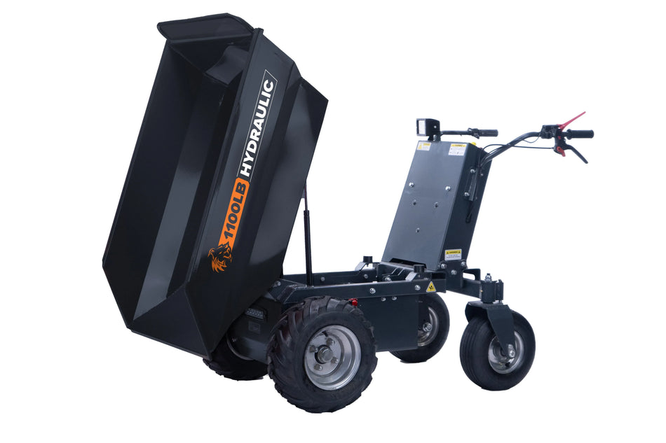 DK2 OPD812 Electric Battery-Powered Dump Cart | 1,100 LB Payload, 8-10 Hour Runtime, All-Terrain Wheels - Log Bear Works