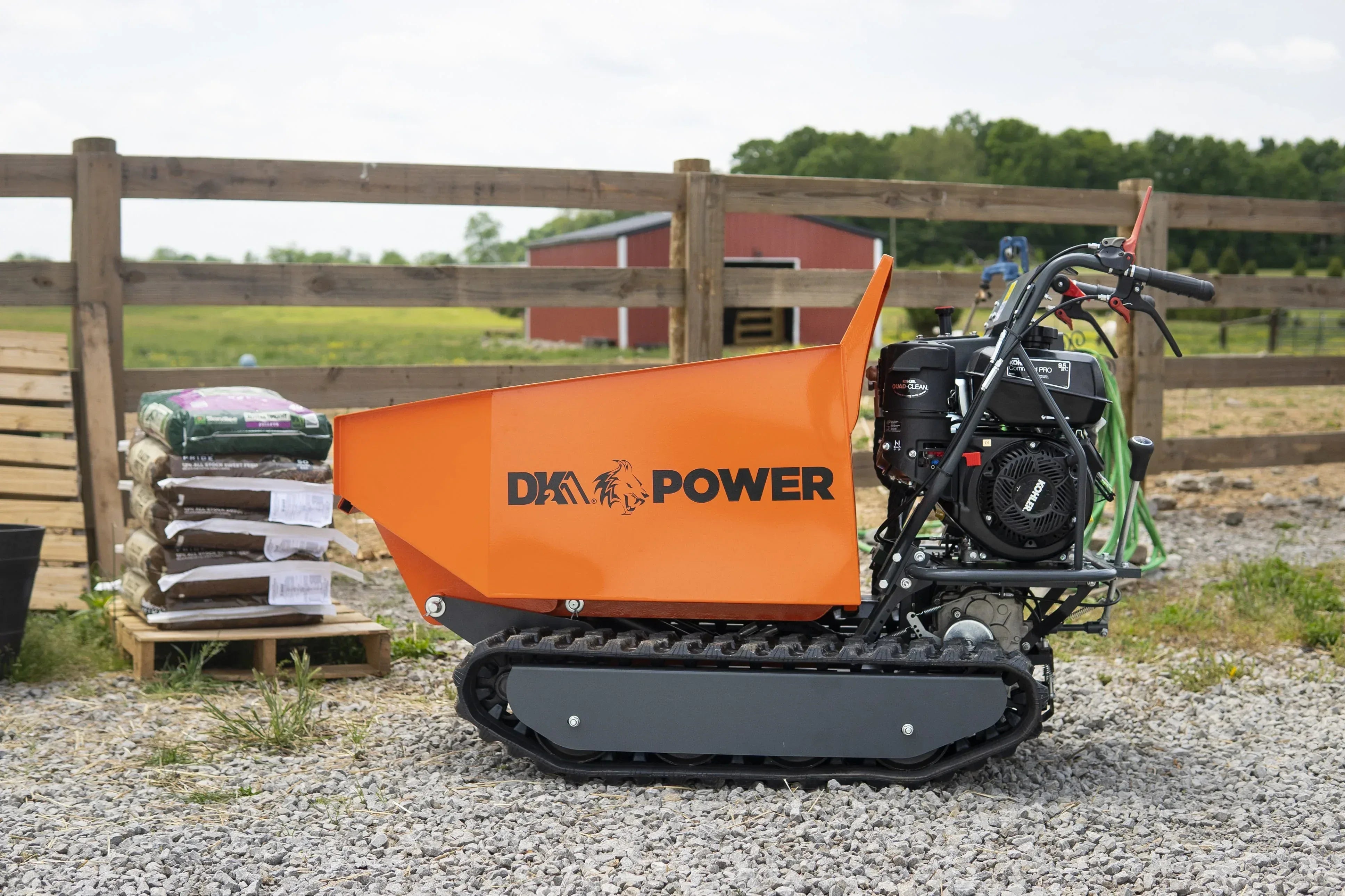DK2 OPD814 Gas-Powered Hydraulic Dump Cart | 9.5HP Kohler, 1,100 LB Payload, Tracked Off-Road - Log Bear Works