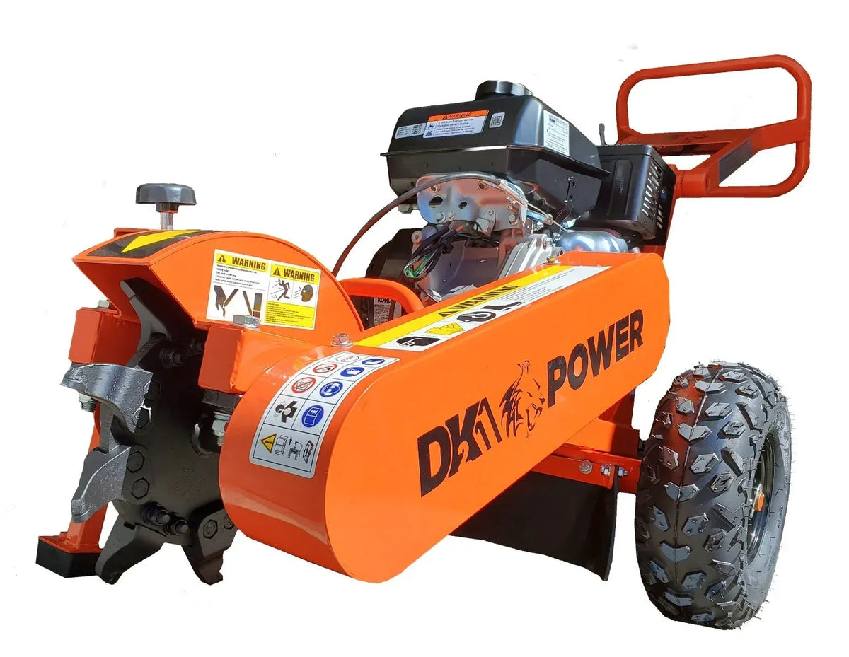 DK2 OPG777 Towable Stump Grinder | 14HP Kohler Engine, 9 Carbide Teeth, 12-Inch Above & 9-Inch Below Ground - Log Bear Works
