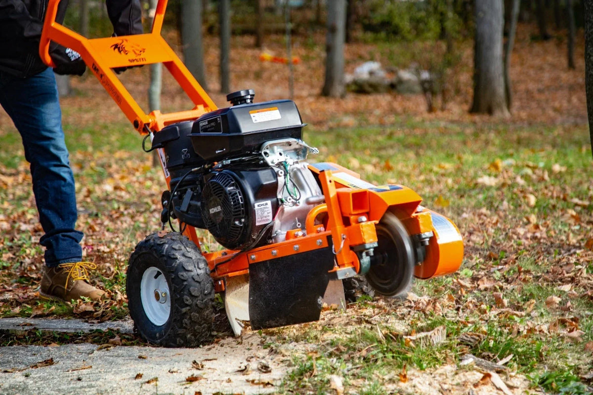 DK2 OPG777 Towable Stump Grinder | 14HP Kohler Engine, 9 Carbide Teeth, 12-Inch Above & 9-Inch Below Ground - Log Bear Works