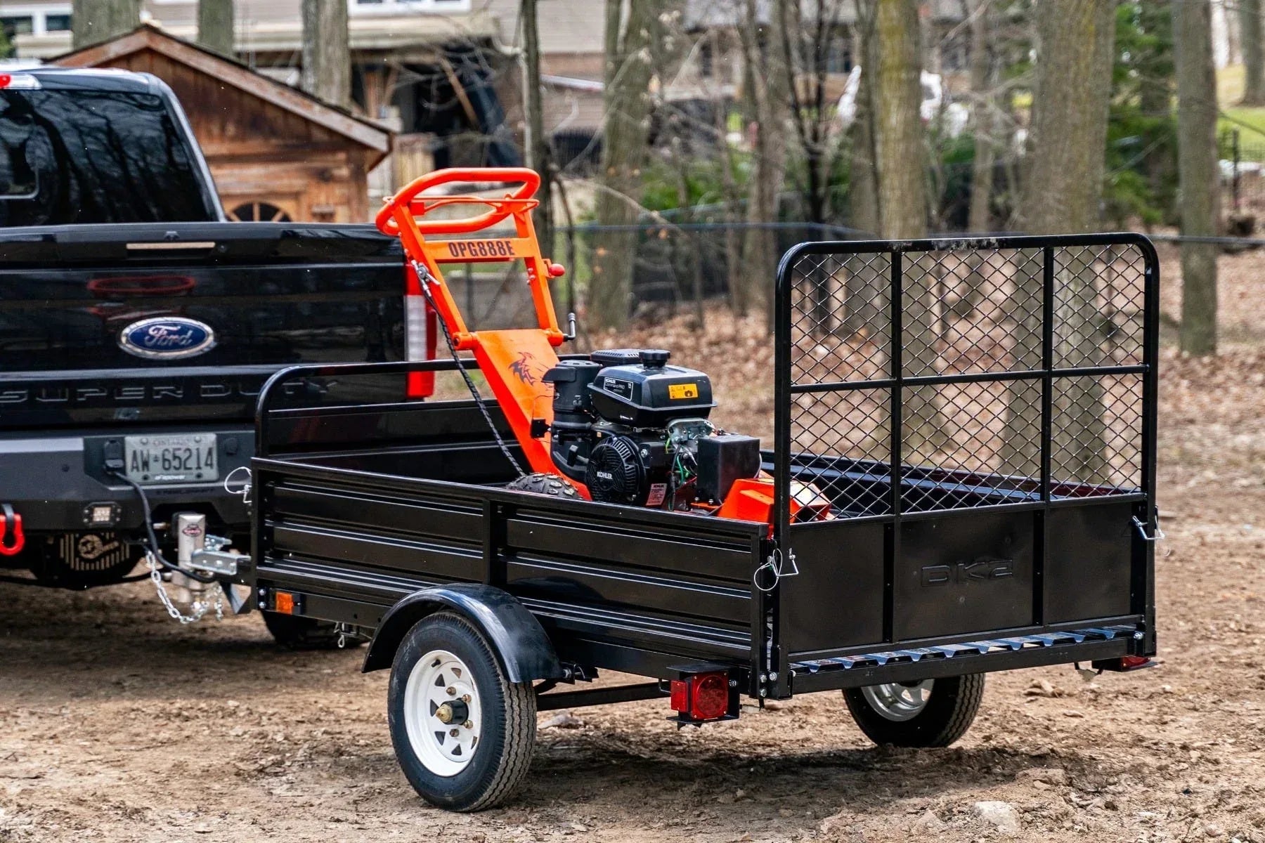 DK2 OPG888E Towable Stump Grinder | 14HP Kohler Electric Start, 12 Carbide Teeth, 14-Inch Above & 10-Inch Below Ground - Log Bear Works