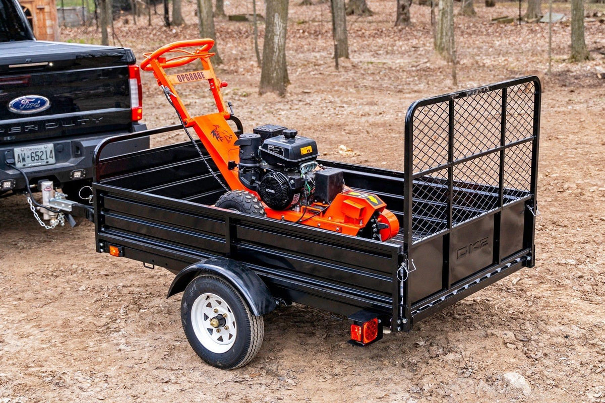 DK2 OPG888E Towable Stump Grinder | 14HP Kohler Electric Start, 12 Carbide Teeth, 14-Inch Above & 10-Inch Below Ground - Log Bear Works