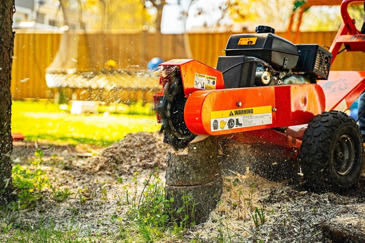 DK2 OPG888E Towable Stump Grinder | 14HP Kohler Electric Start, 12 Carbide Teeth, 14-Inch Above & 10-Inch Below Ground - Log Bear Works