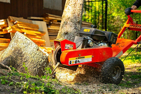 DK2 OPG888E Towable Stump Grinder | 14HP Kohler Electric Start, 12 Carbide Teeth, 14-Inch Above & 10-Inch Below Ground - Log Bear Works