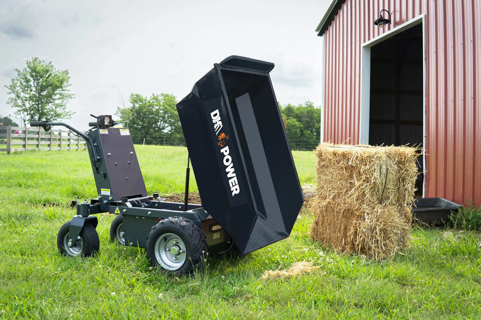 DK2 OPD812 Electric Battery-Powered Dump Cart | 1,100 LB Payload, 8-10 Hour Runtime, All-Terrain Wheels - Log Bear Works
