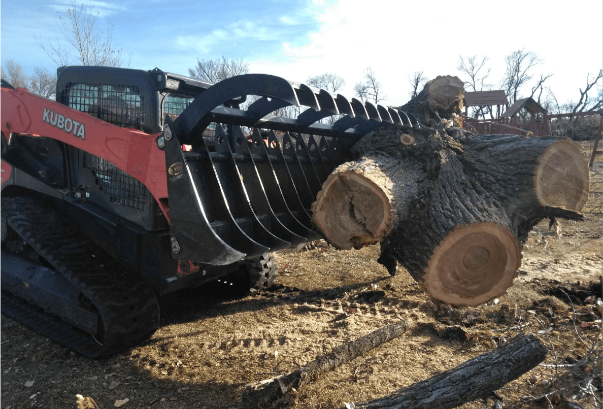 Quick Attach Grapple Rake 900316 / 900317 / 900318 | Skid Steer Grapple Rake, 60 to 84-Inch, Grade 100 Steel Teeth, 48-Inch Opening - Log Bear Works