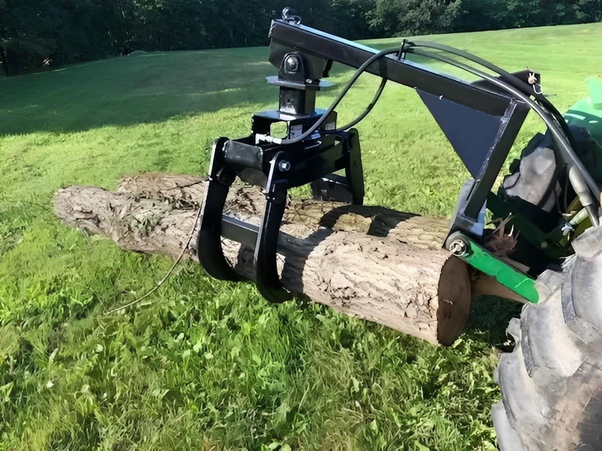 Ram Splitters 3-Point Log Grapple | 55-Inch Opening, 2000 LB Lift Capacity, Cat 1-2-3 Tractor Hitch - Log Bear Works