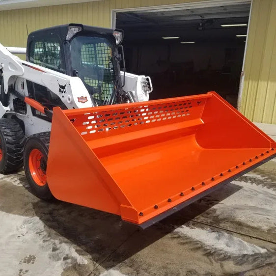 TM Manufacturing Utility & Snow Bucket | Skid Steer Loader Bucket, 86 & 96-Inch, Grade 50 Steel, USA-Made - Log Bear Works