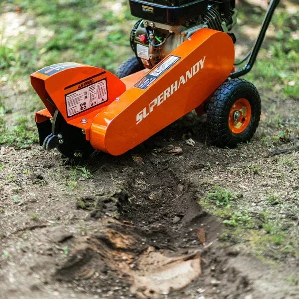 SuperHandy Compact Stump Grinder Pro | 9HP Gas Engine, 13-Inch Cutting Blade, 6 Hardened Alloy Teeth - Log Bear Works
