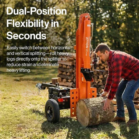 SuperHandy 27-Ton Gas Log Splitter | 223CC Engine, 24-Inch Max Log Length, Heavy-Duty Firewood Splitter - Log Bear Works