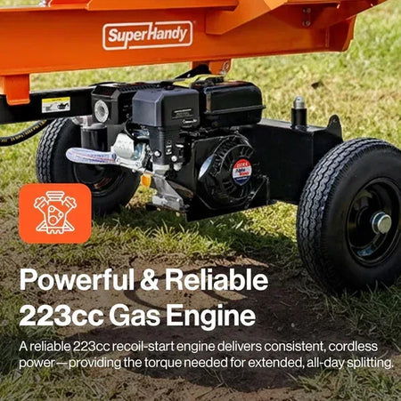 SuperHandy 27-Ton Gas Log Splitter | 223CC Engine, 24-Inch Max Log Length, Heavy-Duty Firewood Splitter - Log Bear Works