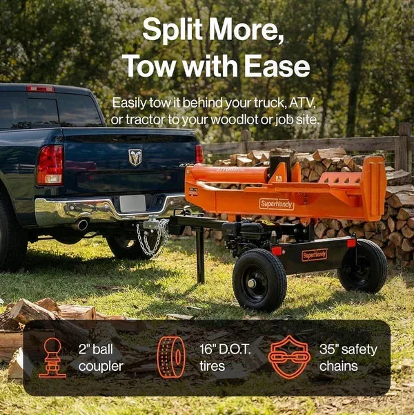 SuperHandy 27-Ton Gas Log Splitter | 223CC Engine, 24-Inch Max Log Length, Heavy-Duty Firewood Splitter - Log Bear Works