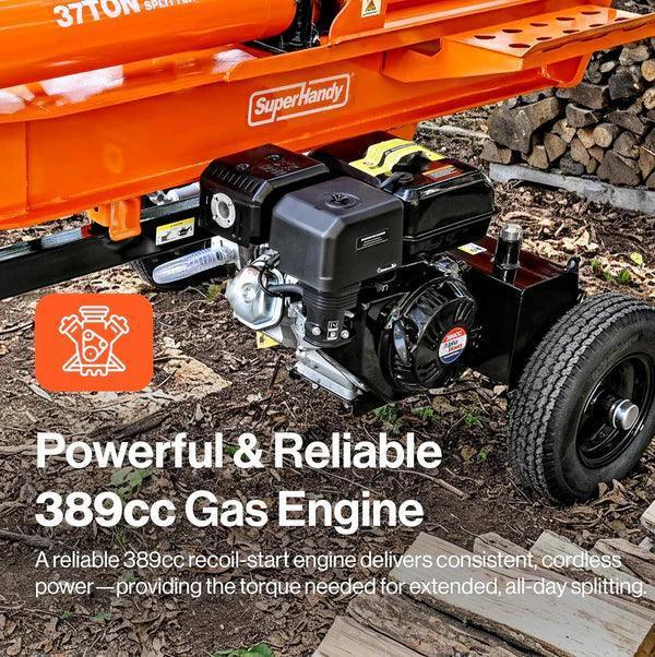 SuperHandy 37-Ton Gas Log Splitter | 389CC Engine, 24-Inch Max Log Length, Heavy-Duty Firewood Splitter - Log Bear Works