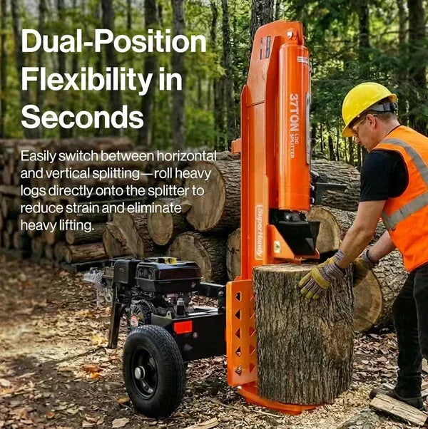 SuperHandy 37-Ton Gas Log Splitter | 389CC Engine, 24-Inch Max Log Length, Heavy-Duty Firewood Splitter - Log Bear Works