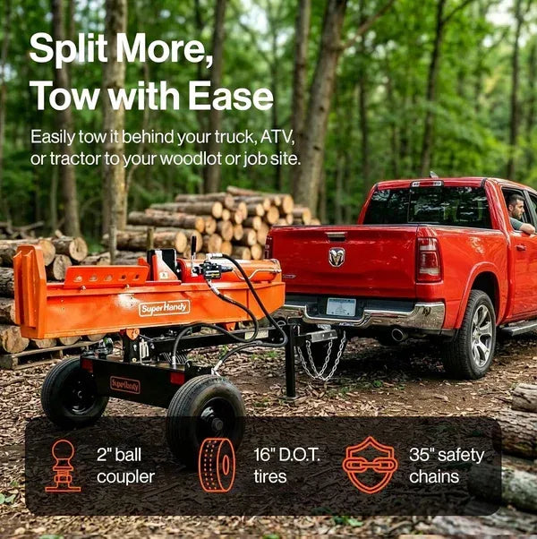 SuperHandy 37-Ton Gas Log Splitter | 389CC Engine, 24-Inch Max Log Length, Heavy-Duty Firewood Splitter - Log Bear Works