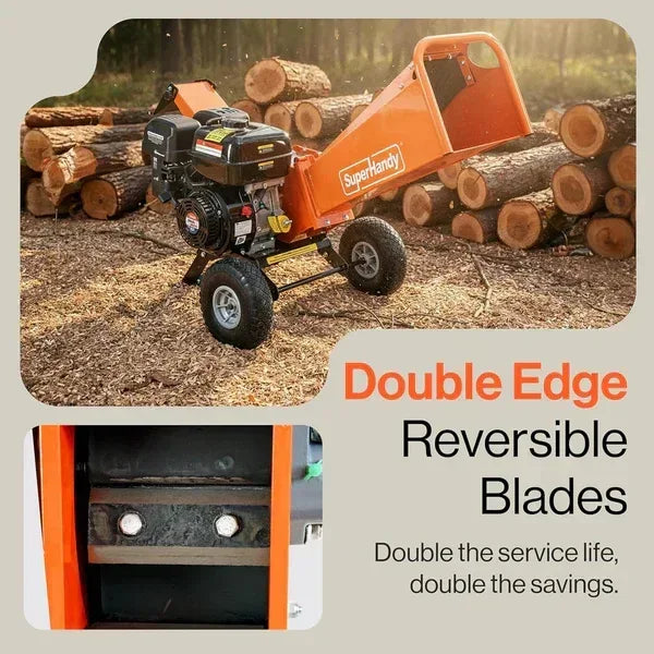 SuperHandy 4-Inch Wood Chipper Shredder Mulcher | 9HP Gas-Powered Heavy Duty Chipping Machine - Log Bear Works
