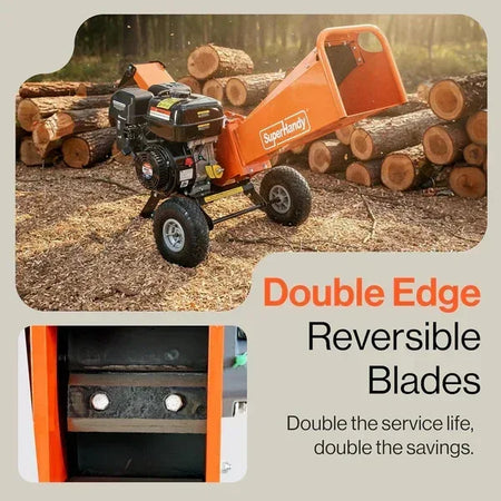 SuperHandy 4-Inch Wood Chipper Shredder Mulcher | 9HP Gas-Powered Heavy Duty Chipping Machine - Log Bear Works