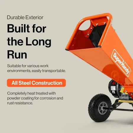 SuperHandy 4-Inch Wood Chipper Shredder Mulcher | 9HP Gas-Powered Heavy Duty Chipping Machine - Log Bear Works