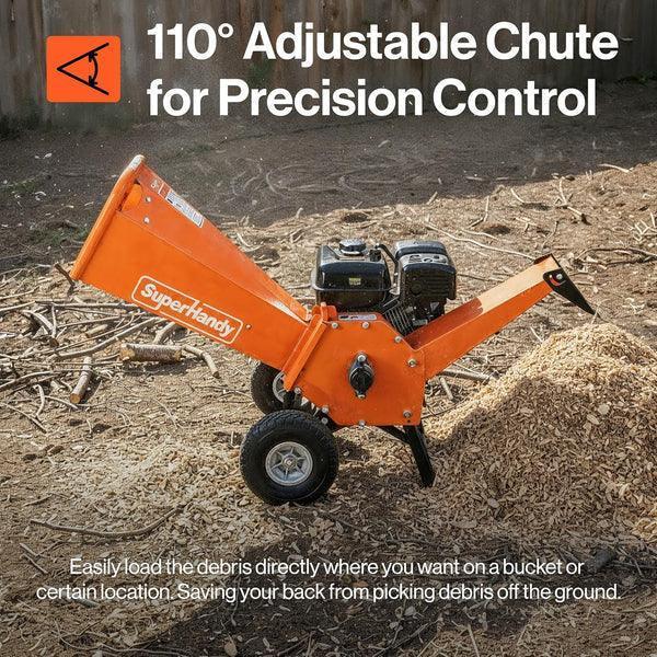 SuperHandy 4-Inch Wood Chipper Shredder Mulcher | 9HP Gas-Powered Heavy Duty Chipping Machine - Log Bear Works