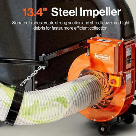 SuperHandy Towable Leaf and Lawn Vacuum – 180 Gal Collection, 15HP Electric Start Engine - Log Bear Works