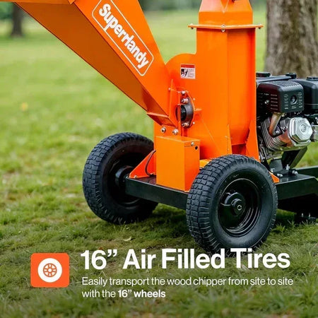 SuperHandy Towable Wood Chipper | 15HP Electric Start, 4-Inch Branch Capacity, Trailer-Ready with 2-Inch Coupler - Log Bear Works