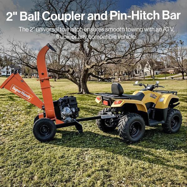 SuperHandy Towable Wood Chipper | 15HP Electric Start, 4-Inch Branch Capacity, Trailer-Ready with 2-Inch Coupler - Log Bear Works