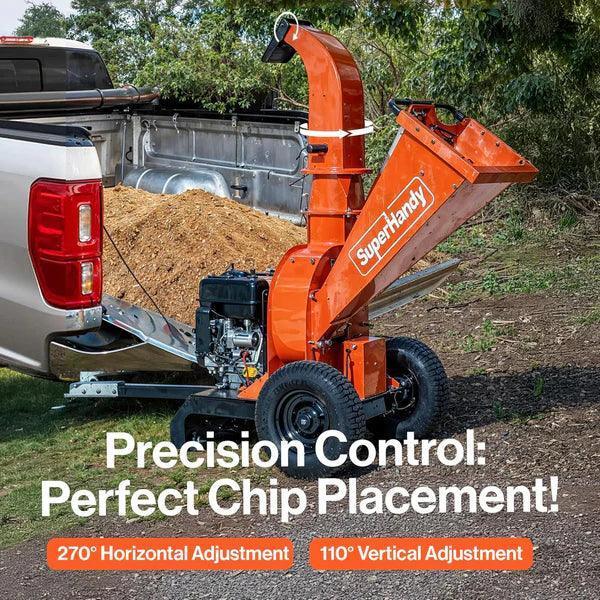 SuperHandy Towable Wood Chipper | 15HP Electric Start, 4-Inch Branch Capacity, Trailer-Ready with 2-Inch Coupler - Log Bear Works
