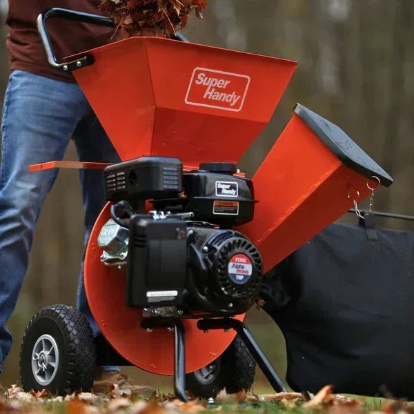 SuperHandy Wood Chipper Shredder Mulcher Pro | 7HP Gas Engine, 3-Inch Branch Capacity, 15:1 Mulch Ratio - Log Bear Works