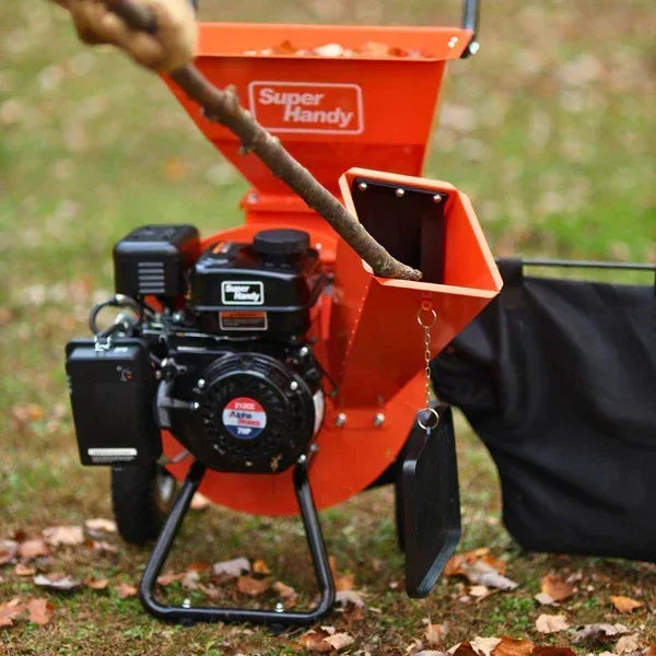 SuperHandy Wood Chipper Shredder Mulcher Pro | 7HP Gas Engine, 3-Inch Branch Capacity, 15:1 Mulch Ratio - Log Bear Works