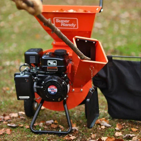 SuperHandy Wood Chipper Shredder Mulcher Pro | 7HP Gas Engine, 3-Inch Branch Capacity, 15:1 Mulch Ratio - Log Bear Works